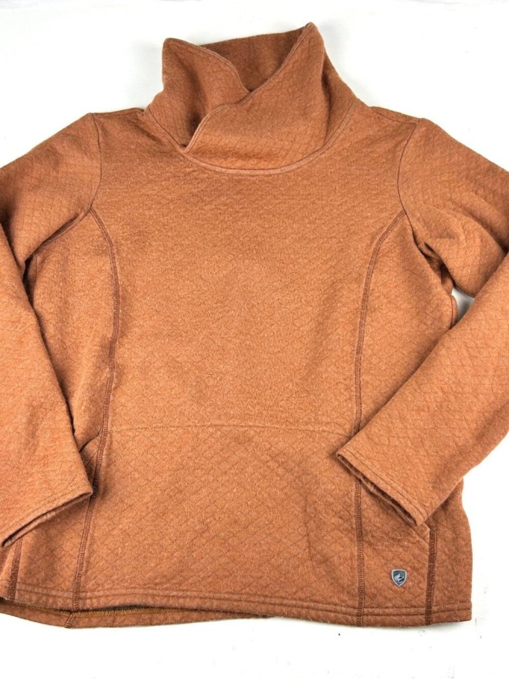 KÜHL Quilted Turtleneck Pullover Womens L Rust Brown Wool Blend